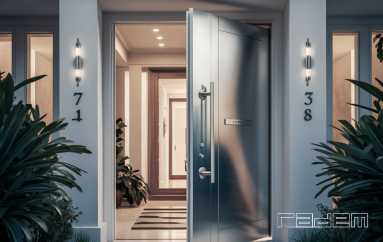 puerta con herrajes Radem